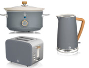 Swan Nordic Grey Kettle 2 Slice Toaster 3.5L Slow Cooker Matching Kitchen Set