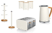 Swan Nordic White Kettle 4 Slice Toaster Canisters Mug Tree Towel Pole Set of 7