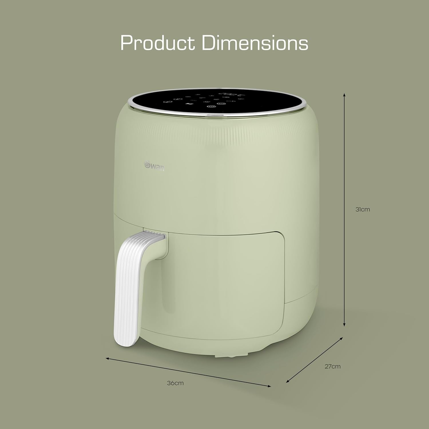 Swan Retro Green Kitchen Set Kettle Toaster & 4.5L Digital Air Fryer Bundle Set14