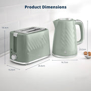Swan Windsor Kettle and 2 Slice Toaster Breakfast Bundle Set in Sage Green2