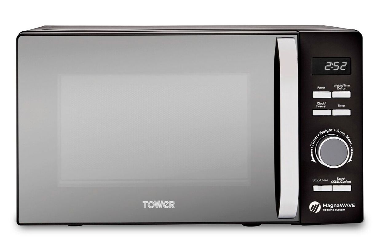 Tower Renaissance Black 800W 20L Digital Microwave - TOWER 3 Year Guarantee
