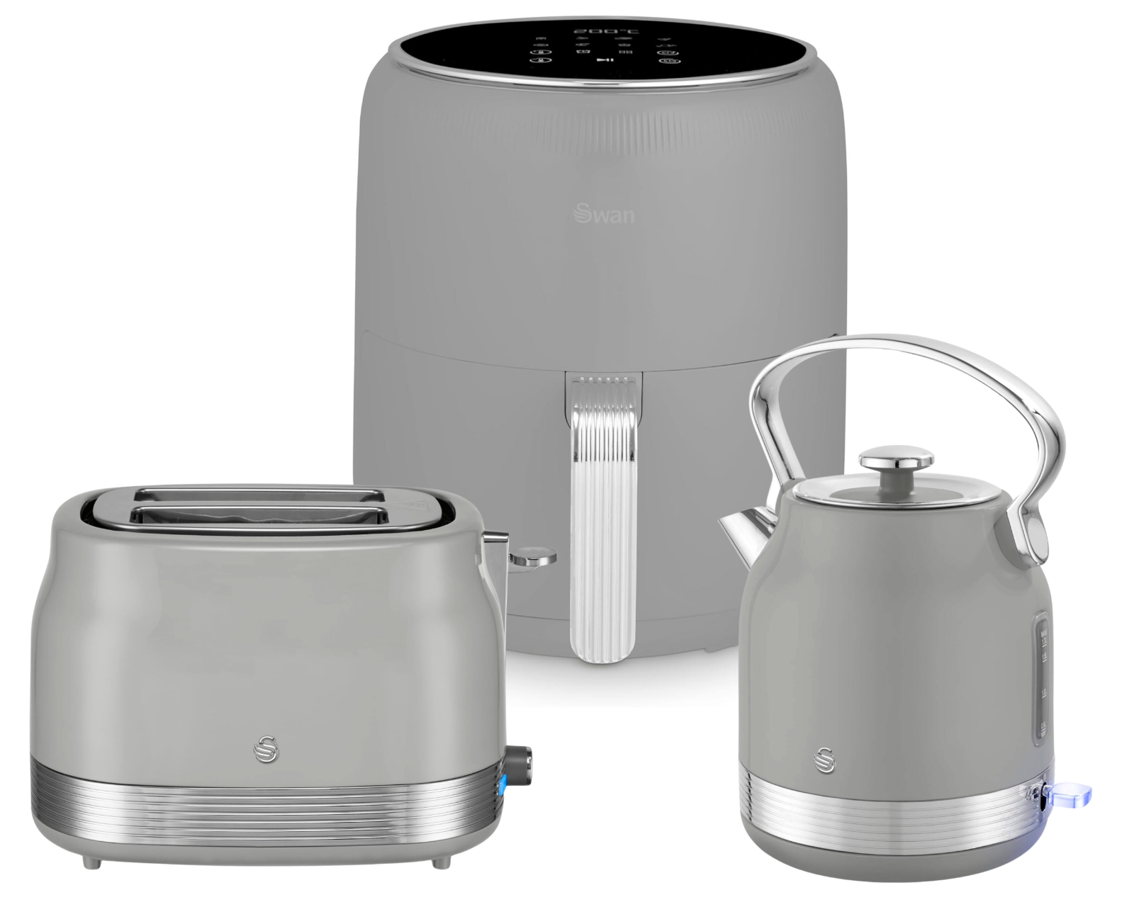 Swan Retro Revive Grey StoveTop Design Kettle 2 Slice Toaster & 4.5L Air Fryer0