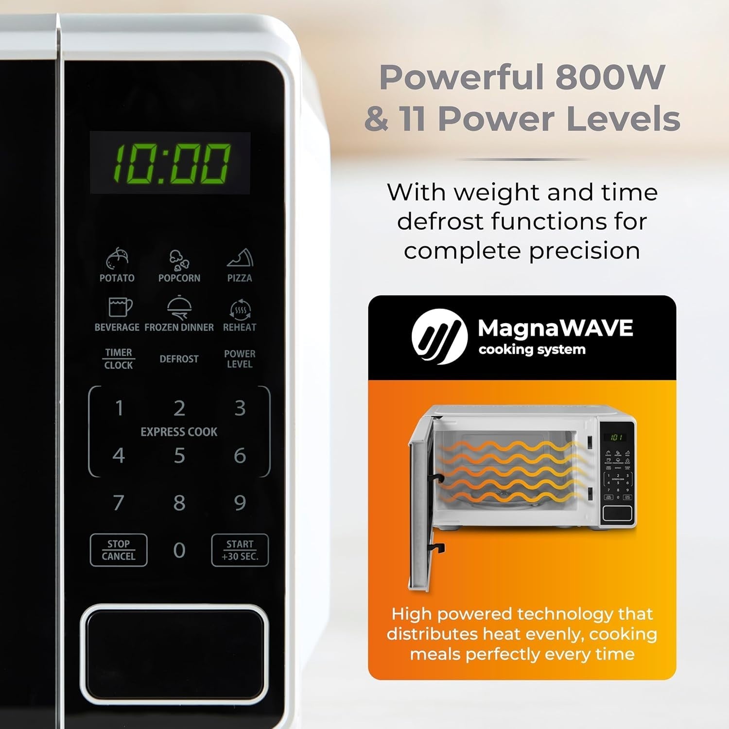 Tower Microwave White 20L 800W Digital 11 Power Levels 6 Auto Cook T24045WHT3