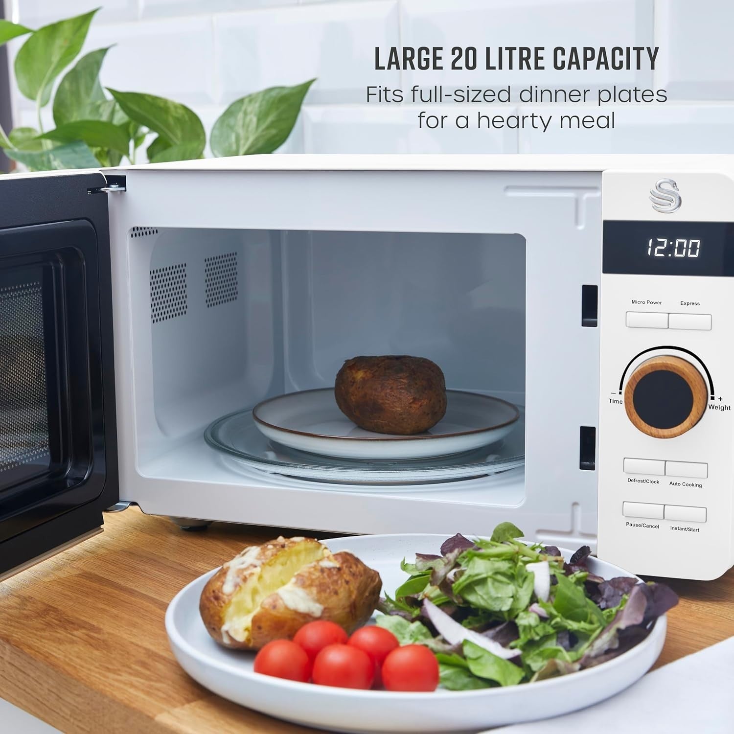 Swan Fjord White Jug Kettle 2 Slice Toaster plus Nordic Microwave Kitchen Set4