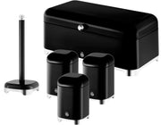 Swan Solace Black Breadbin Canisters Kitchen Roll Holder Storage Set Chrome Trim0