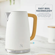 Swan Fjord Jug Kettle White Scandi Design with Wooden Accents SK19024WHT1