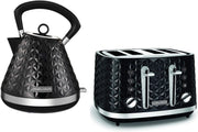 Morphy Richards Vector 1.5L 3KW Pyramid Kettle & 4 Slice Toaster in Black