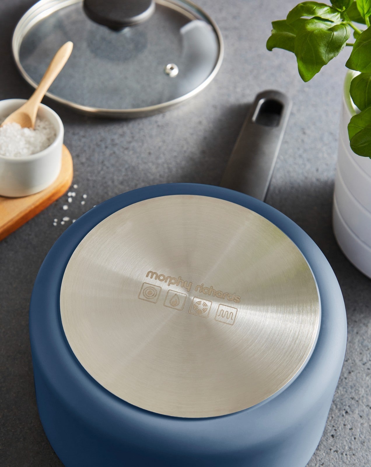 Morphy Richards 3 Piece Pan Set Navy Recycled Aluminium Saucepan Set 85900112