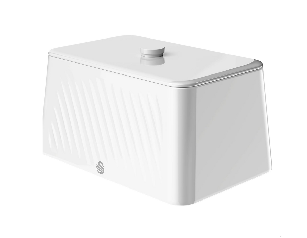 Swan Windsor White 16L Bread Bin with Removable Lid SWKA18539WHT0