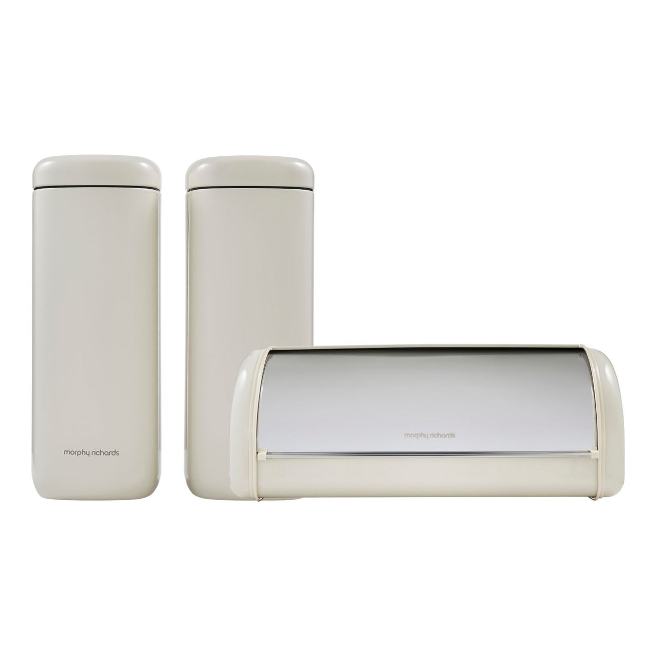Morphy Richards Equip Cream Large Roll Front Bread Bin & Large Storage Canisters0