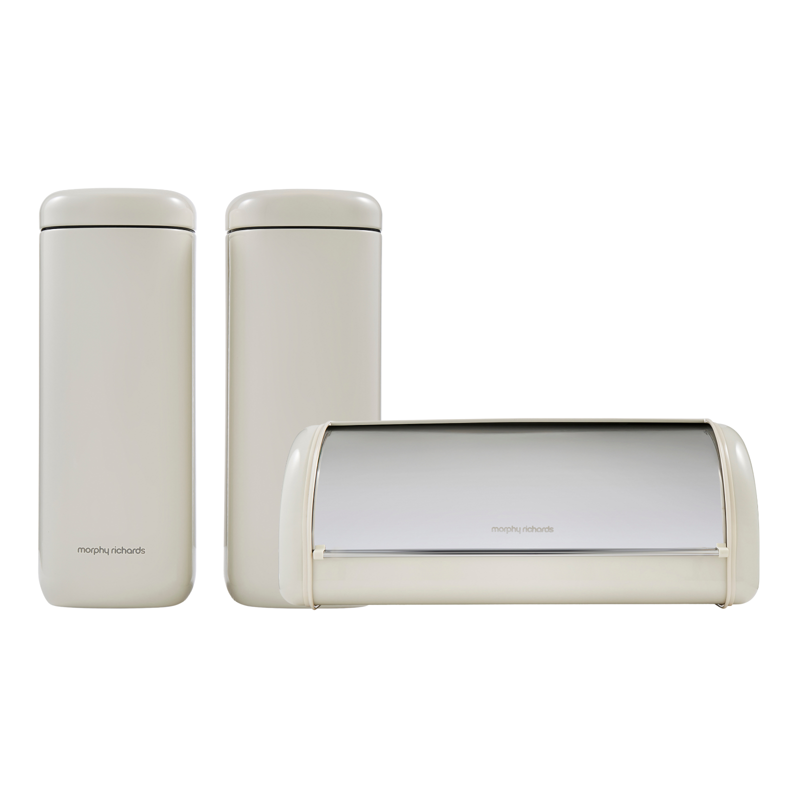 Morphy Richards Equip Cream Large Roll Front Bread Bin & Large Storage Canisters0