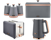 Tower Cavaletto Grey Jug Kettle Toaster Breadbin Canisters Matching Kitchen Set0