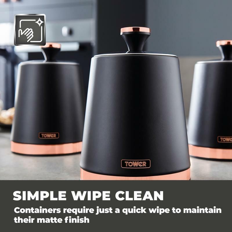 Tower Cavaletto Black Jug Kettle Toaster Microwave Canisters Kitchen Set12