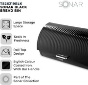 Tower Sonar Black Kettle Toaster Microwave Bread Bin Canisters Kitchen Set16