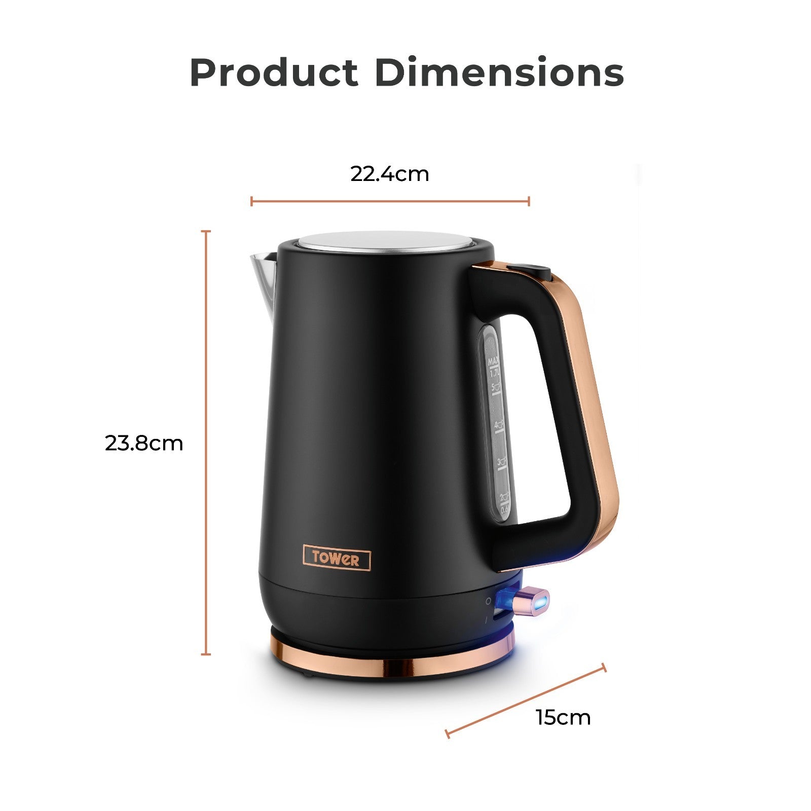 Tower Cavaletto Black Jug Kettle Toaster Microwave Breadbin Canisters Set12