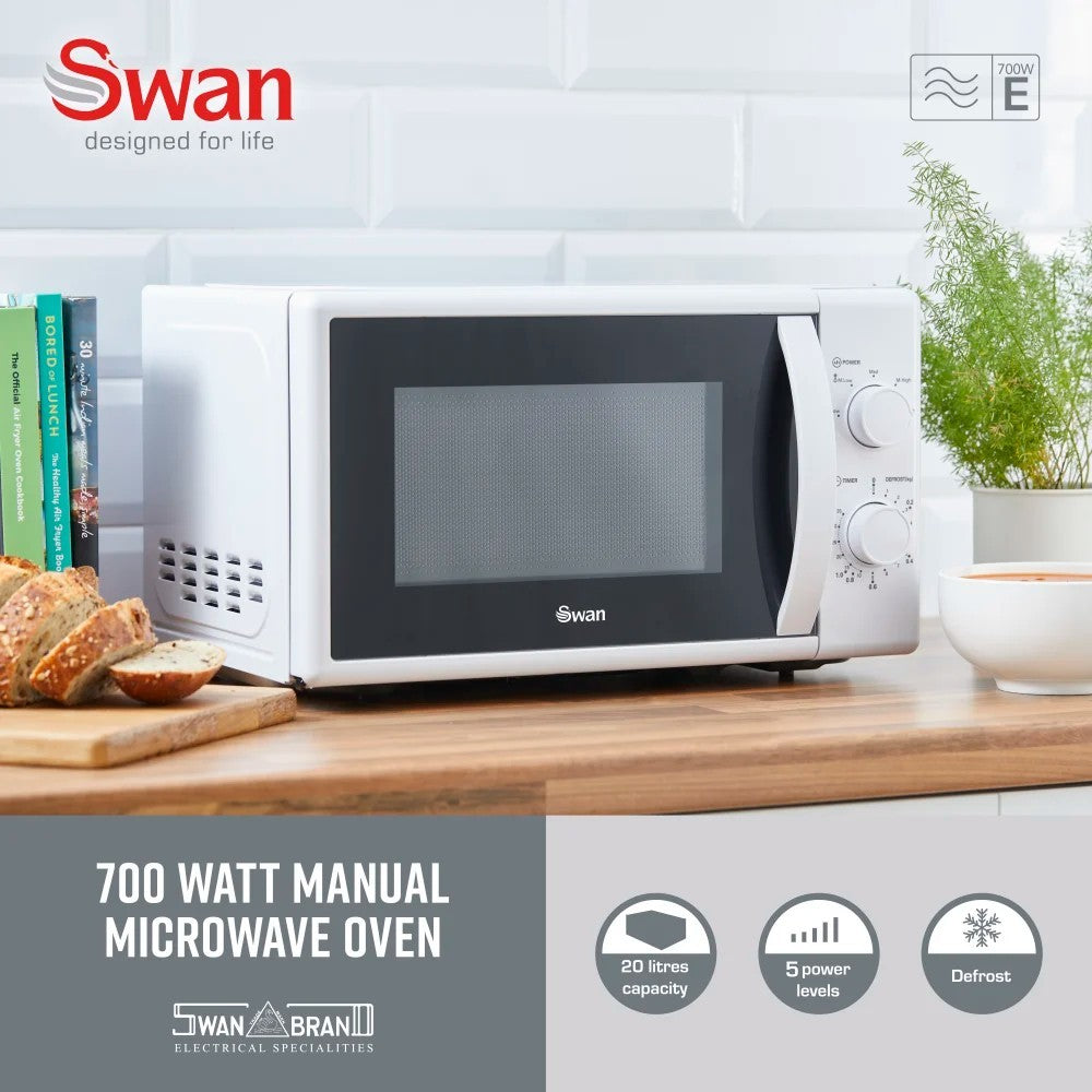 Swan Hexton White Kettle 2 Slice Toaster Microwave SM4420WHT Kitchen Set2