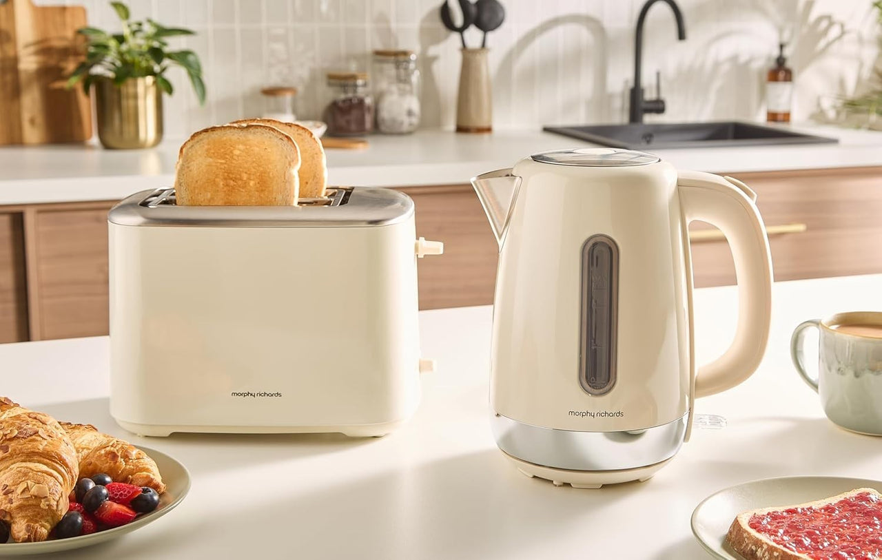 Morphy Richards Equip Cream Kettle Toaster Breadbin & Canisters Kitchen Bundle1
