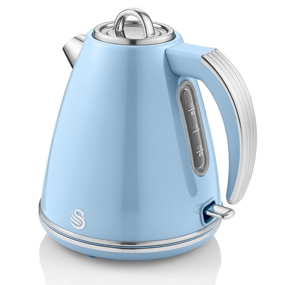 Swan Retro Blue Kettle, Slice Toaster 6L Air Fryer Slow Cooker Set