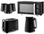 Swan Windsor Black Kettle Toaster Microwave Canisters Matching Kitchen Bundle0