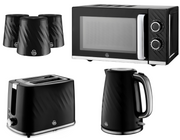 Swan Windsor Black Kettle Toaster Microwave Canisters Matching Kitchen Bundle0