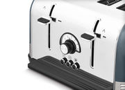 Morphy Richards Venture Retro Basalt 1.5L 3KW Pyramid Kettle & 4 Slice Toaster. Elegant Matching Retro Style Set in Grey/Blue Colour