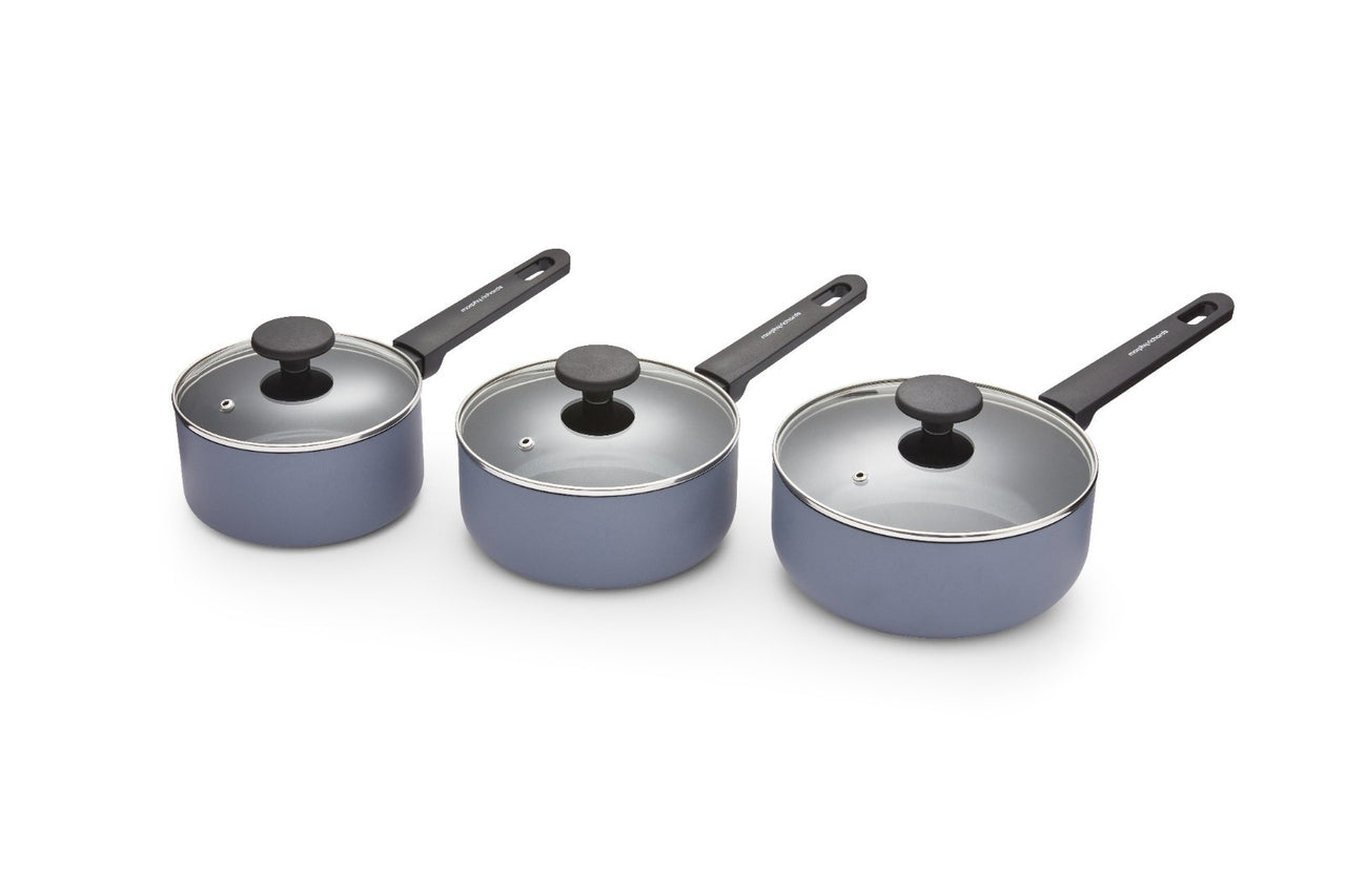 Morphy Richards 3 Piece Pan Set Grey Recycled Aluminium Saucepan Set 8590020