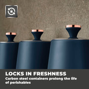 Tower Cavaletto Blue Bread Bin Canisters Kitchen Roll Holder Kitchen Storage Set12