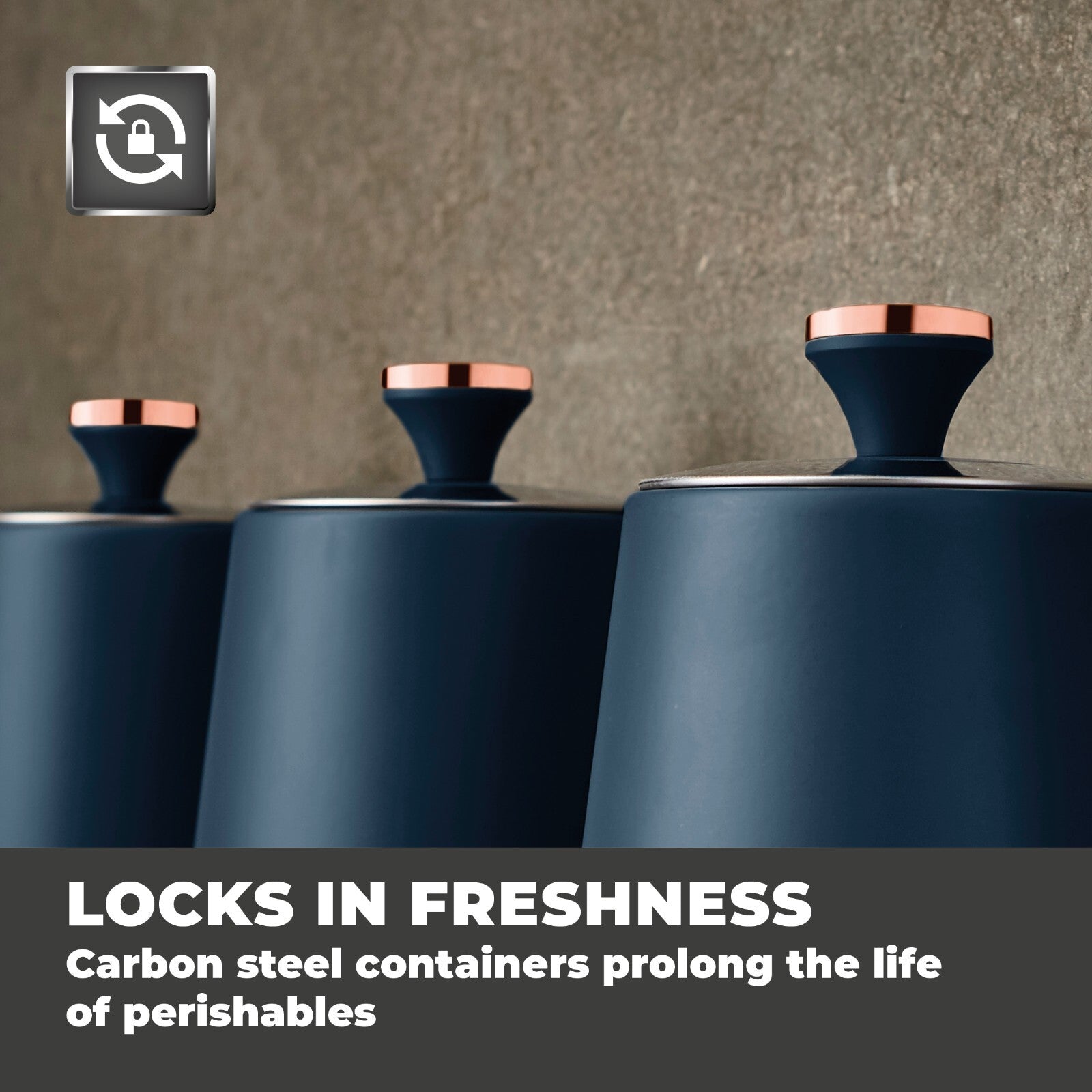 Tower Cavaletto Blue Bread Bin Canisters Kitchen Roll Holder Kitchen Storage Set12