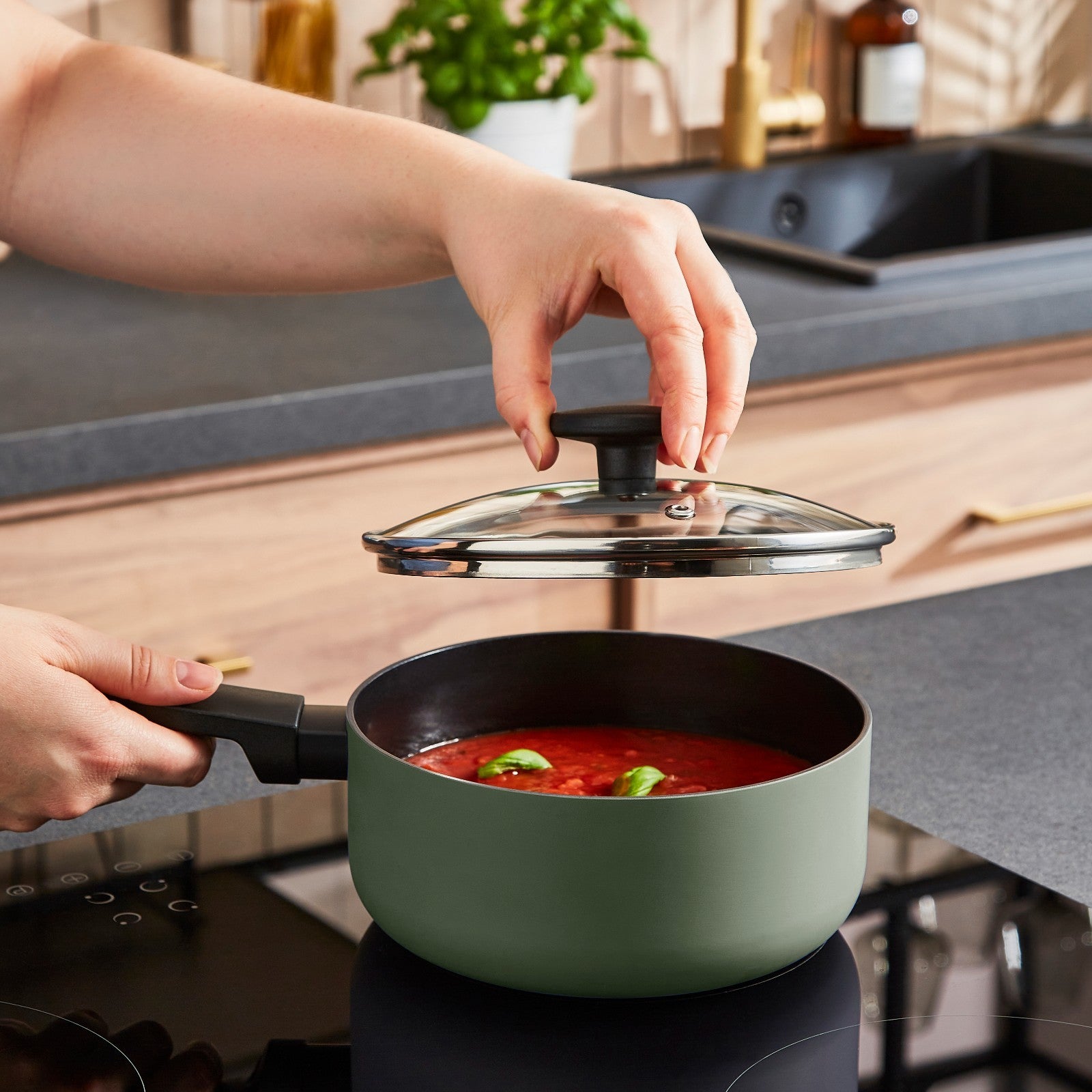 Morphy Richards 5 Piece Pan Set Green Recycled Aluminium Cookware Set 8590015