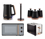 Tower Cavaletto Kettle, 2 Slice Toaster, Canisters, Towel Pole & Microwave Black0