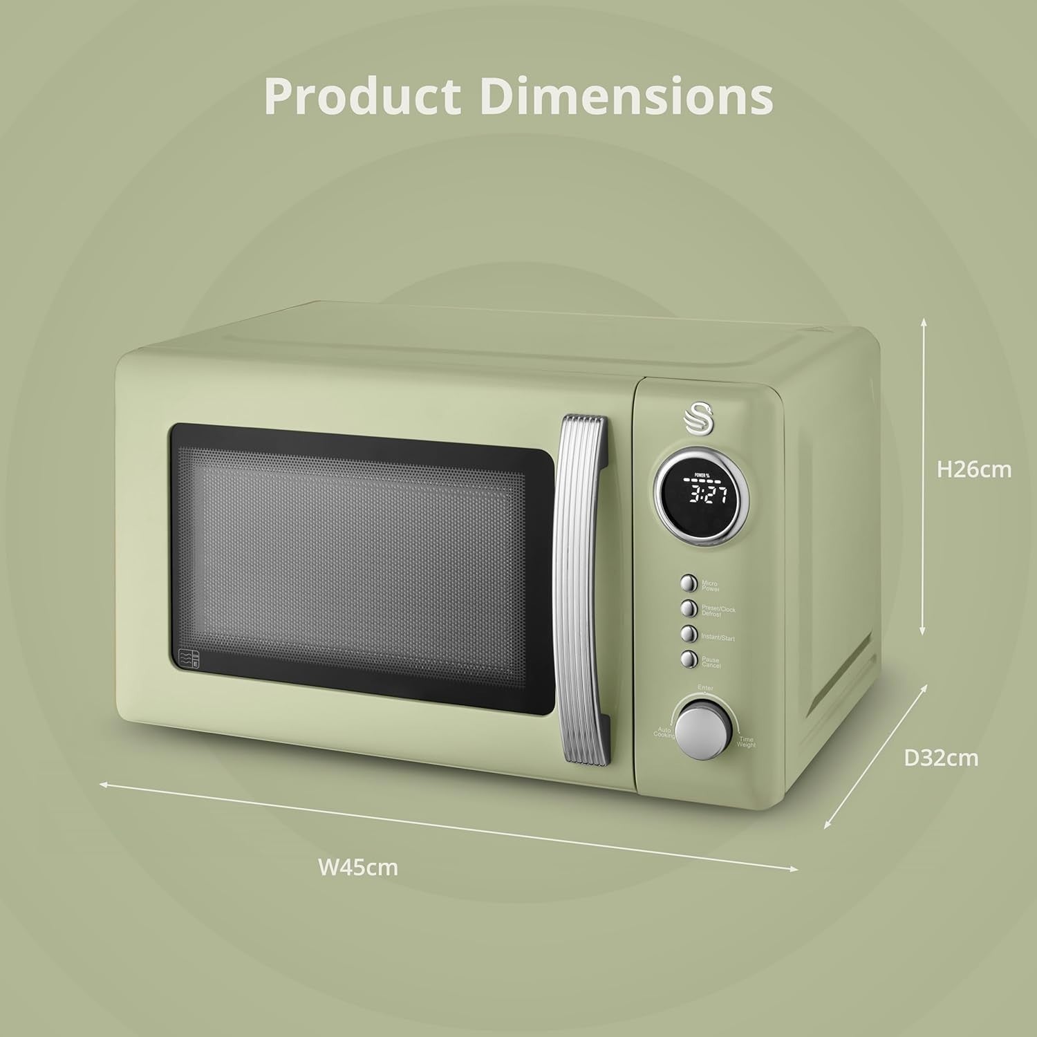 Swan Retro Revive Green Microwave 20L 800W Digital Microwave SM4425GRN7