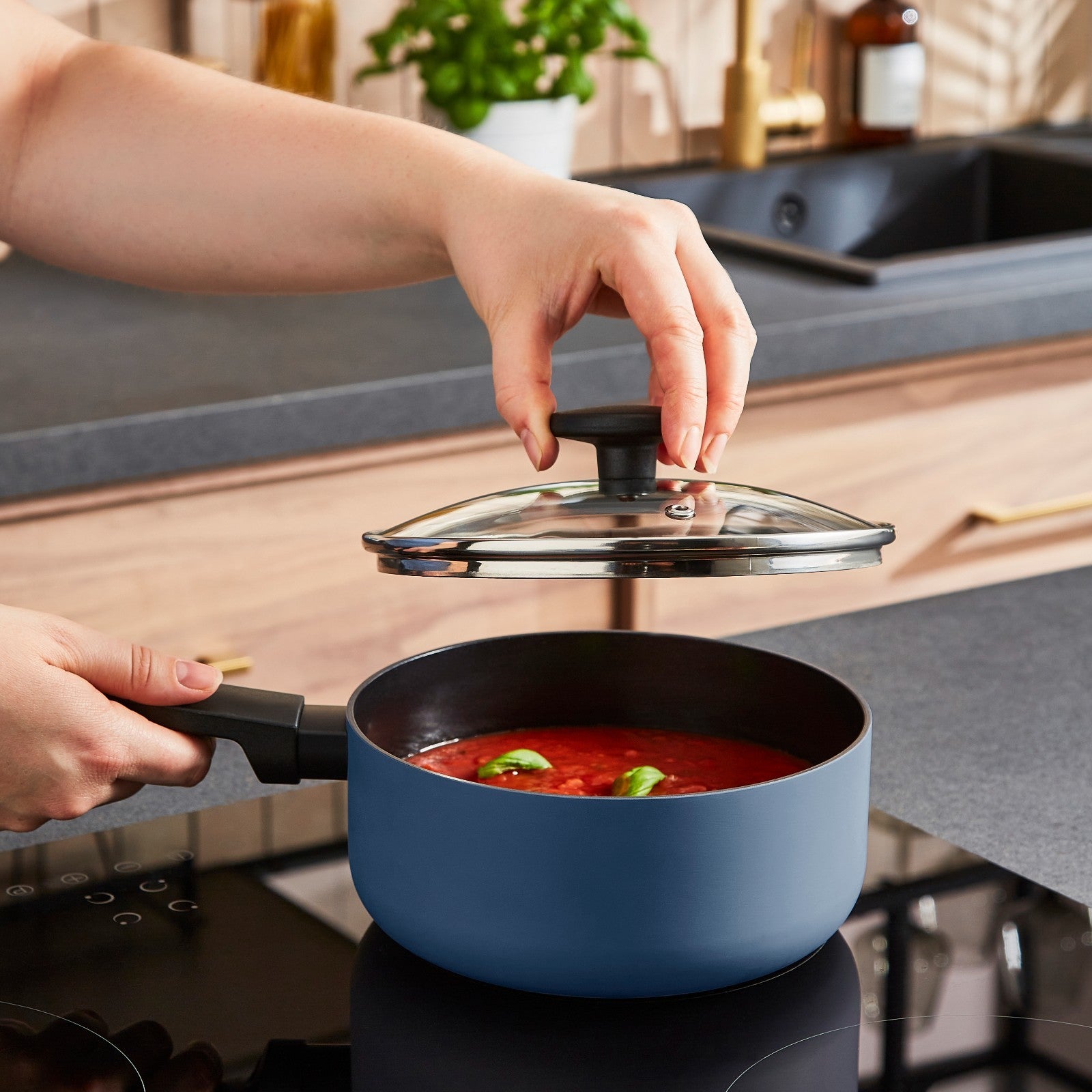 Morphy Richards 5 Piece Pan Set Blue Recycled Aluminium Cookware Set 85900210