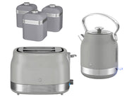 Swan Retro Revive Grey Stovetop Kettle 2 Slice Toaster & Canisters Kitchen Set0