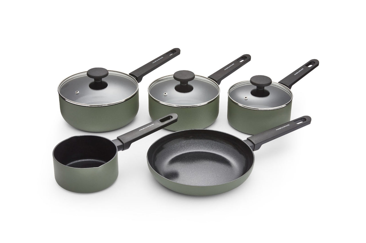 Morphy Richards 5 Piece Pan Set Green Recycled Aluminium Cookware Set 8590010