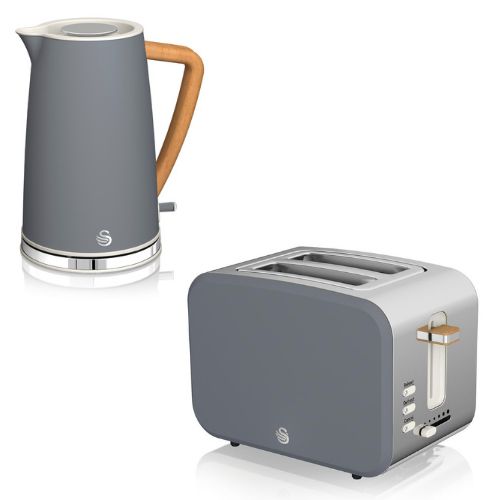 Swan Nordic Grey Kitchen Set inc Kettle & 2 Slice Toaster Kitchen Electrical Set