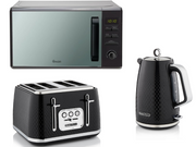 Swan Elegance Kettle, 4 Slice Toaster & 800W 20L Digital Microwave Set in Black0