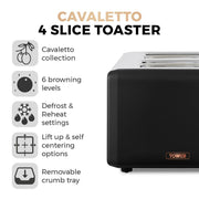Tower Cavaletto Black Jug Kettle 4 Slice Toaster Microwave Kitchen Set10