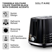 Tower Solitaire Black Kettle 2 Slice Toaster & Microwave T24045BLK Matching Set9