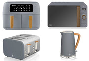 Swan Nordic Grey 1.7L Jug Kettle, 4 Slice Toaster, 8L Dual Basket Air Fryer & 800W 20L Microwave Set