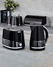 Tower Solitaire Black Kettle Toaster Manual Microwave & Kitchen Storage Set1