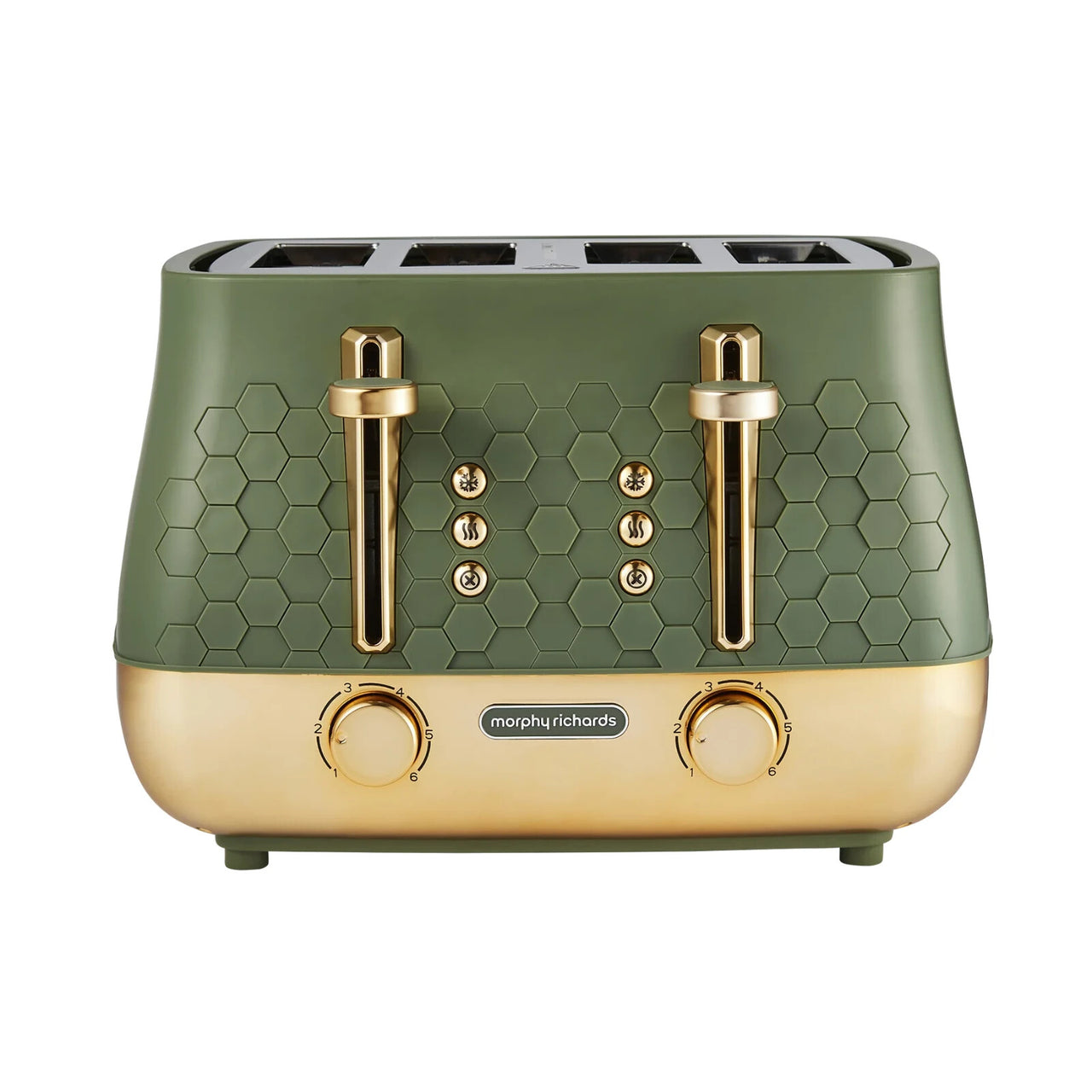Morphy Richards Cassini 4 Slice Toaster Olivine Green & Gold 2430220