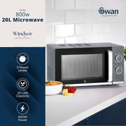 Swan Windsor Grey Kettle Toaster Microwave Breadbin Canisters Kitchen Bundle2