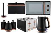 Tower Cavaletto Black Jug Kettle Toaster Microwave & Kitchen Storage Set0