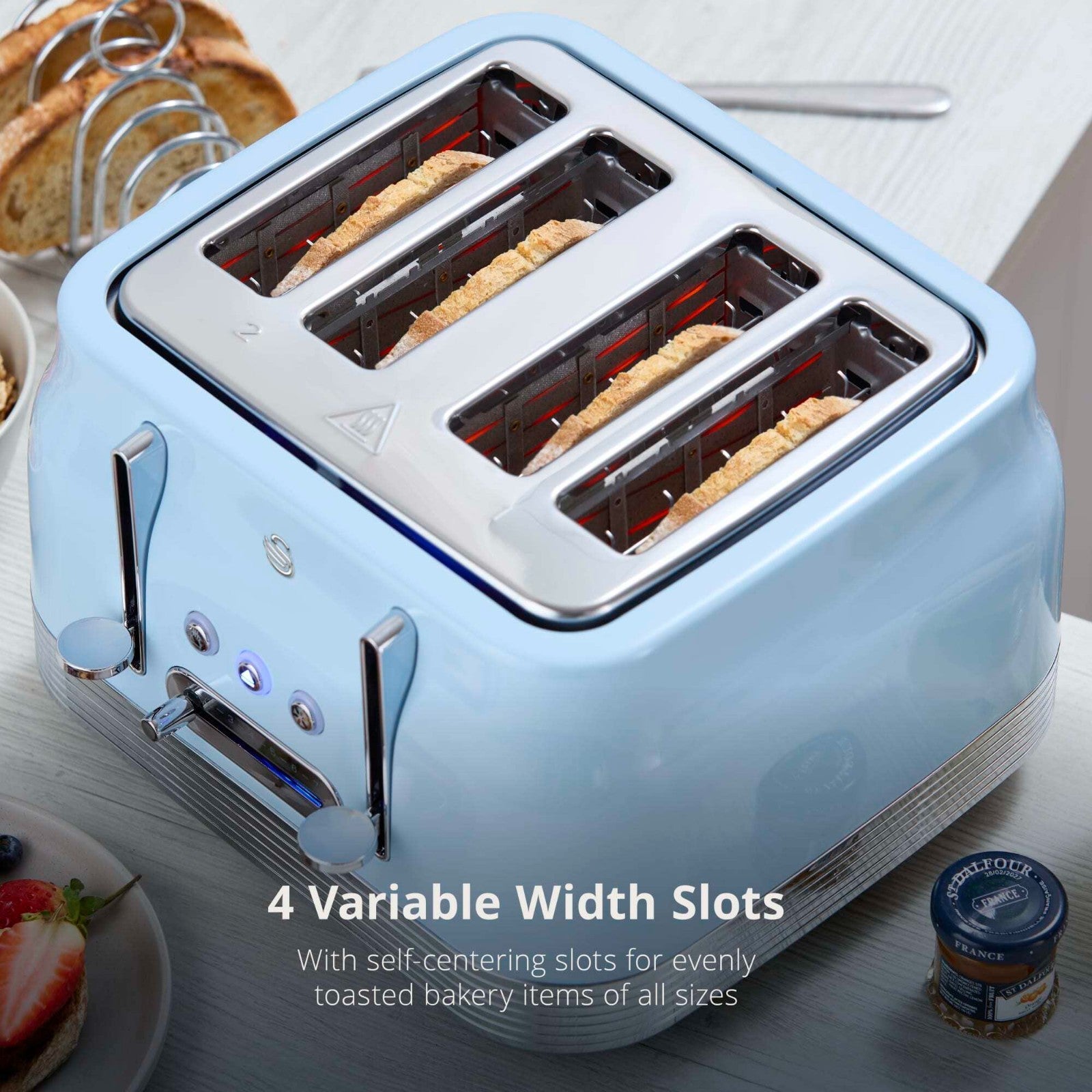 SWAN Retro Revive Blue Kettle Toaster Microwave Air Fryer Slow Cooker Set21