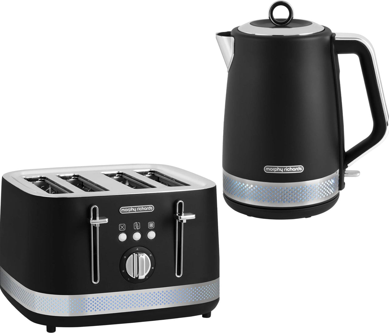 Morphy Richards Illumination Black 1.7L Kettle & 4 Slice Toaster Matching Set