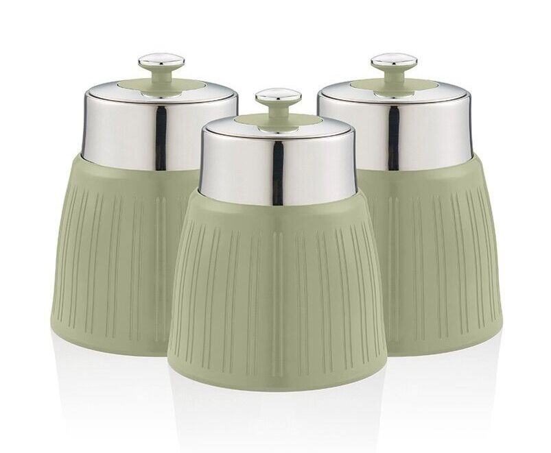 Swan Retro Green Tea, Coffee & Sugar Canisters SWKA1024GN