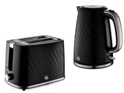 Swan Windsor Black 1.7L 3KW Kettle & 2 Slice Toaster in Textured Gloss Finish & Chrome