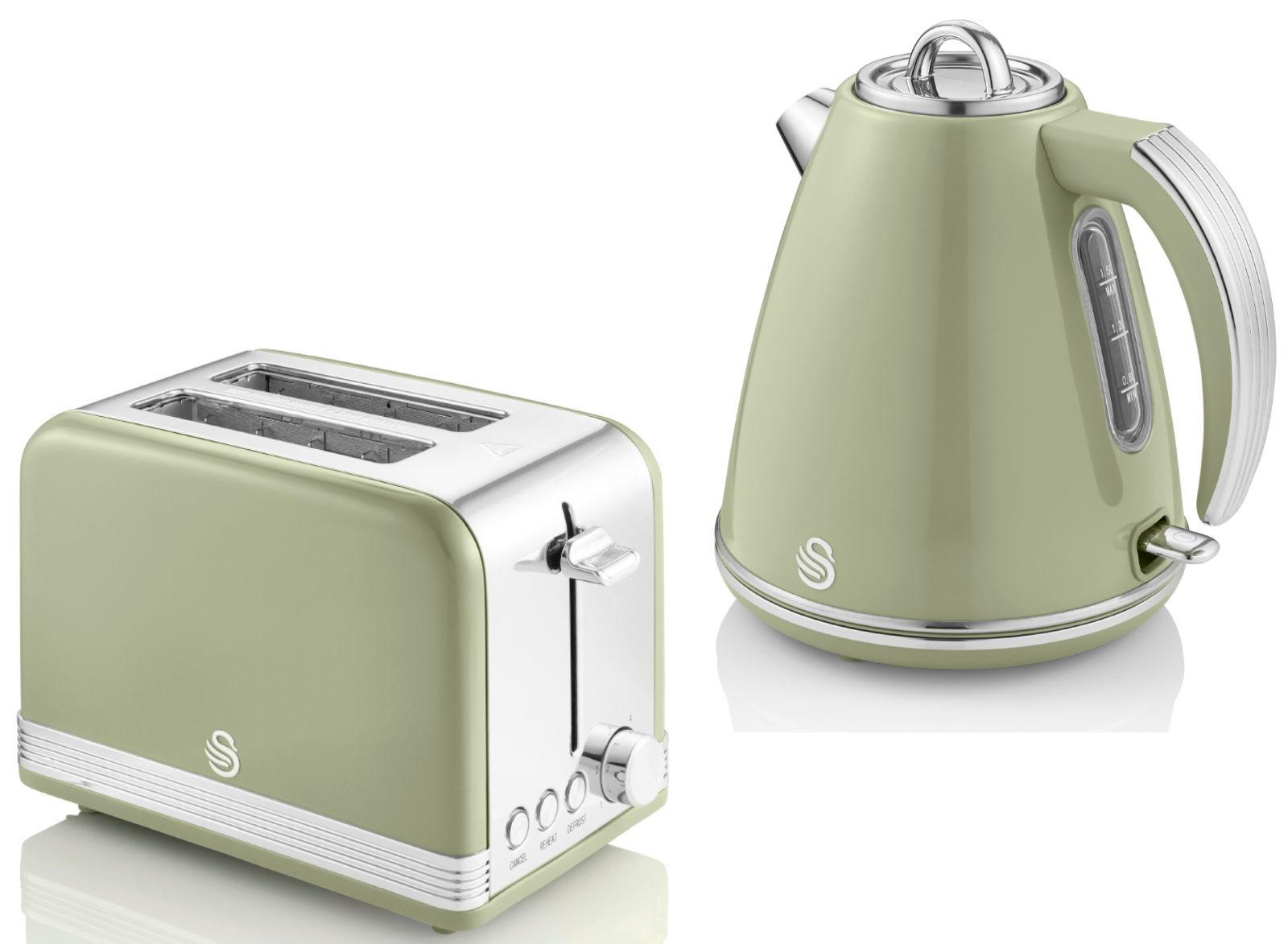 SWAN Retro Green 1.5L 3KW Jug Kettle & 2 Slice Toaster