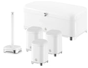 Swan Solace White Breadbin Canisters Kitchen Roll Holder Storage Set Chrome Trim0