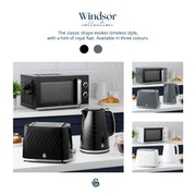 Swan Windsor Black Microwave 20L Microwave Textured Finish & Chrome SM4424BLK3